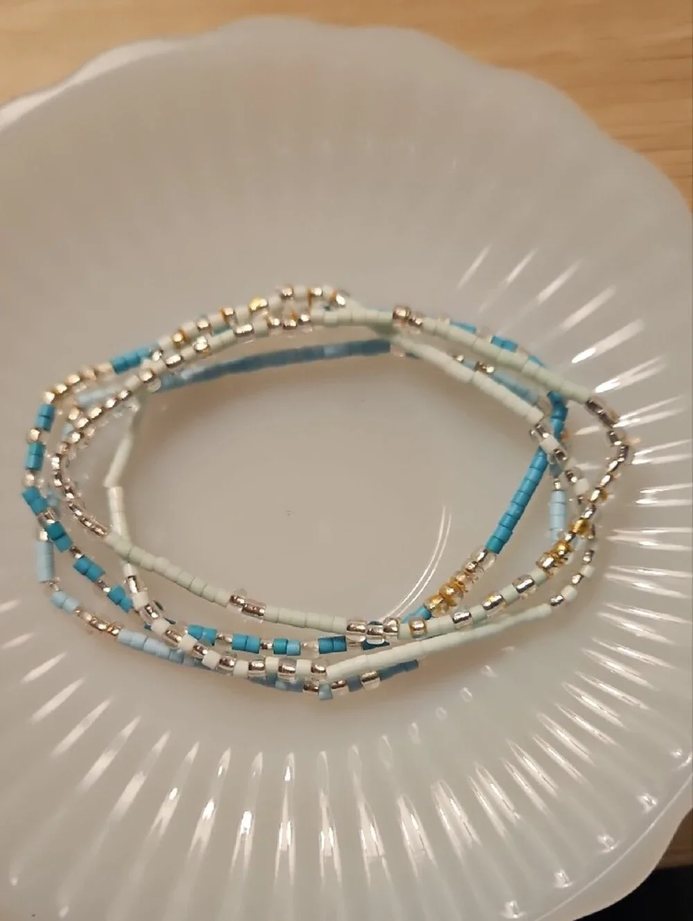 Pura Vida Light Blue and Aqua Beaded Multi-Strand Bracelet